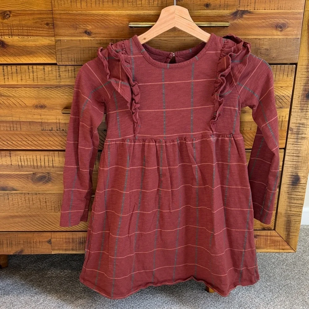 Little Co. Adorable Ruffled Plaid Dress for Kids - Red